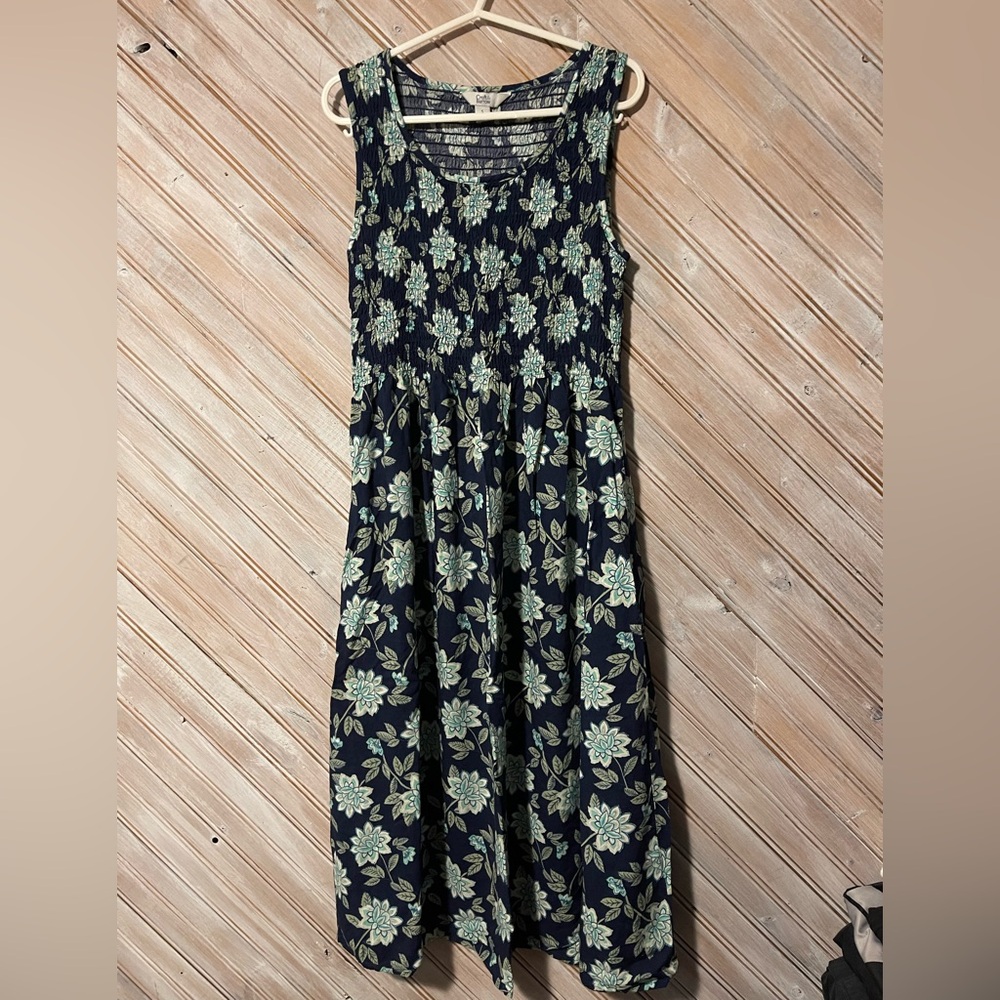 Croft & Barrow blue floral dress comfy pockets ladies casual summer sundress